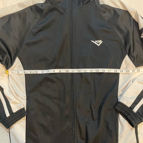 PONY Men’s Medium Track Jacket Sports Streetwear Black and White Full Zip - Picture 6 of 9